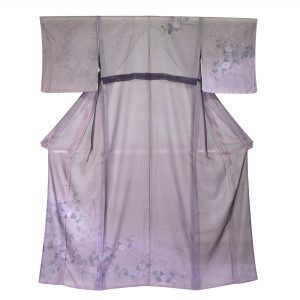 秋草文の紗合わせ　夏の着物