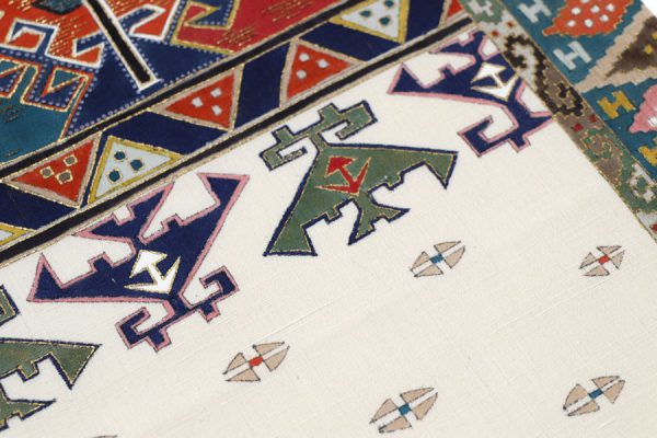 インカ文様の紬地の袋帯