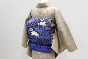 波兎文の絞り名古屋帯のコーディネート