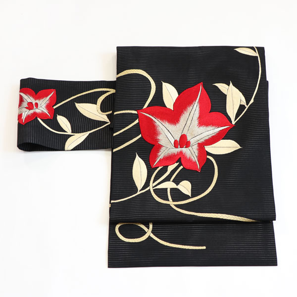 夏 アンティーク 名古屋帯絽 桔梗 手刺繍 | 上質なリサイクル着物の